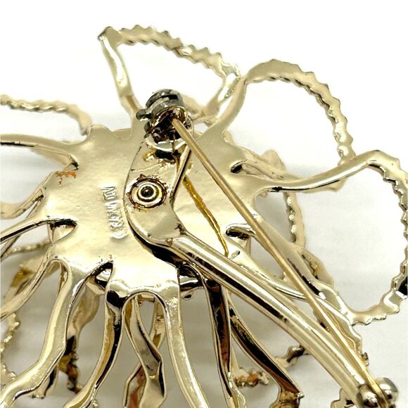 Vintage Aurora Borealis Brooch Rhinestone Sarah Coventry Gold-Tone Flower 1960s - Picture 11 of 12